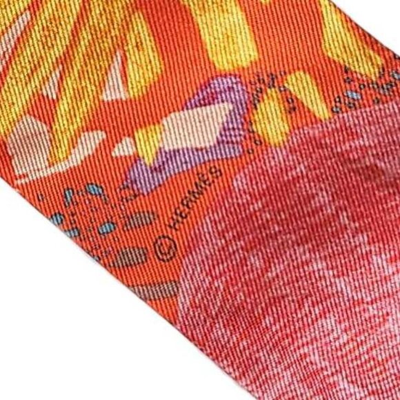 HERMES ORANGE CHACUN FAIT SON NID SILK TWILLY SCARF - Picture 10 of 10